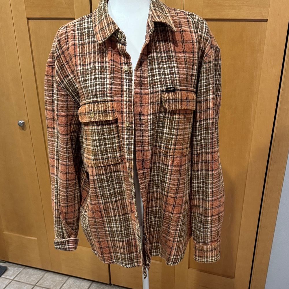 Plaid Button Down Shirt - Orange and Brown